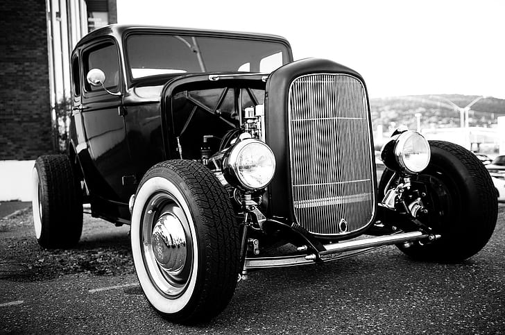 classic black vehicle, old car, transportation, mode of transportation, HD wallpaper