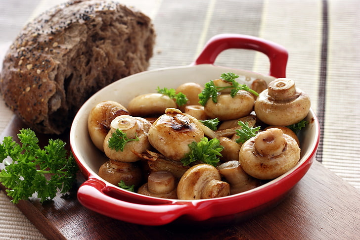 brown mushroom lot, macro, food, gourmet, vegetable, meal, wood - Material