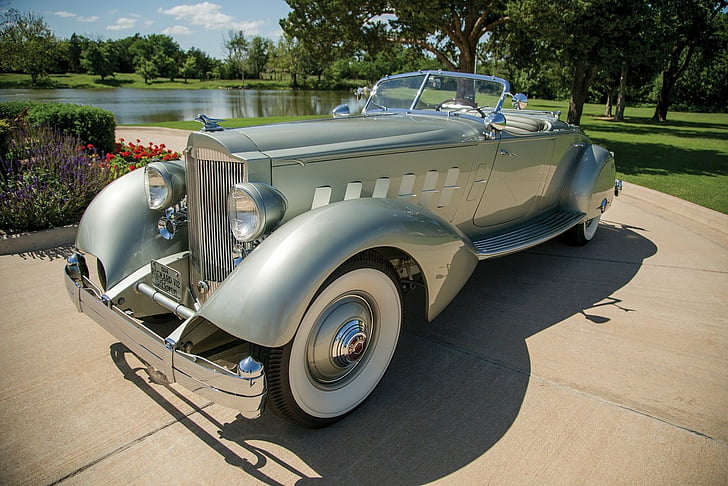 1934, cars, classic, convertible, cowl, dual, lebaron, packard, HD wallpaper