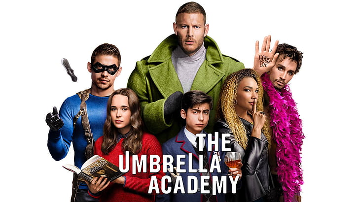 look, white background, the series, actors, Movies, The Umbrella Academy, HD wallpaper
