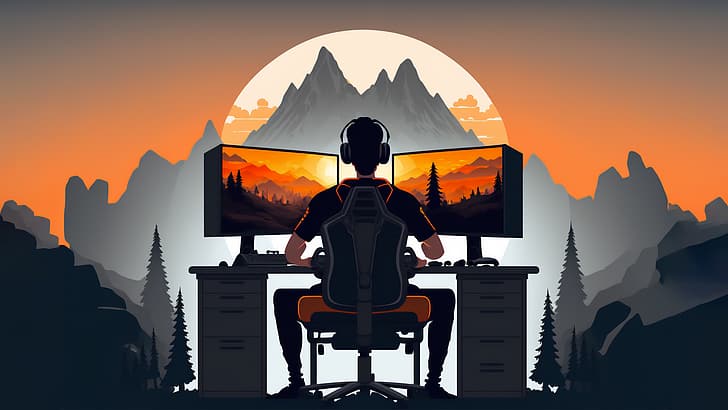 HD wallpaper: AI art, gamer, computer, PC gaming