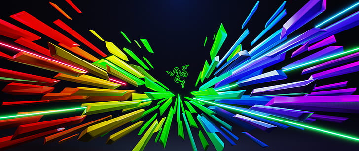 wide screen, Razer, logo, multi colored