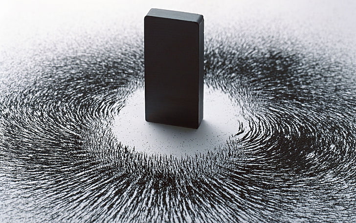 rectangular black magnet block, artwork, material style, digital art, HD wallpaper