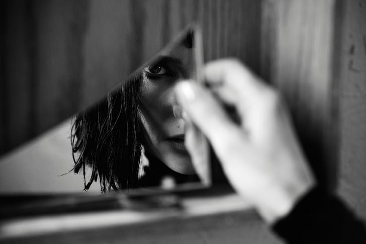 Jennifer Connelly, monochrome, mirror, reflection, actress, HD wallpaper