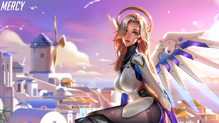 Mercy (Overwatch), video games, Blizzard Entertainment, one person, HD wallpaper