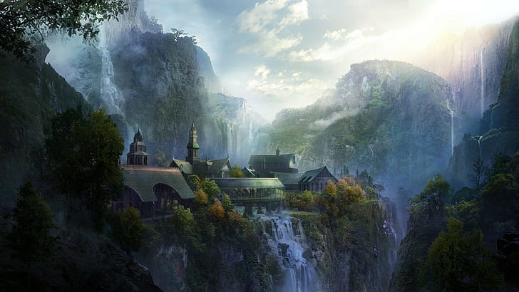Rivendell, The Lord of the Rings, fantasy art, HD wallpaper