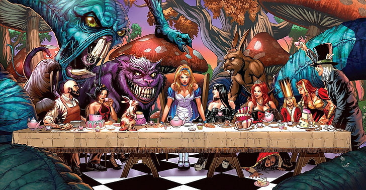 HD wallpaper: group of people with monsters wallpaper, Comics, Grimm Fairy  Tales: Alice in Wonderland | Wallpaper Flare