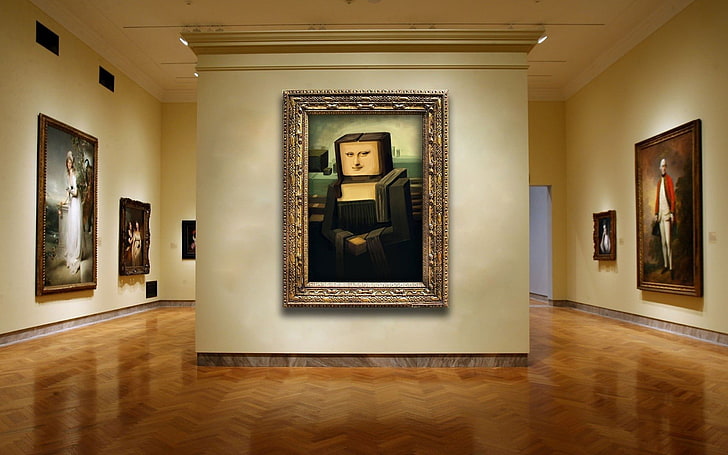 Monalisa Mincraft painting, Video Game, Minecraft, Mojang, Mona Lisa, HD wallpaper