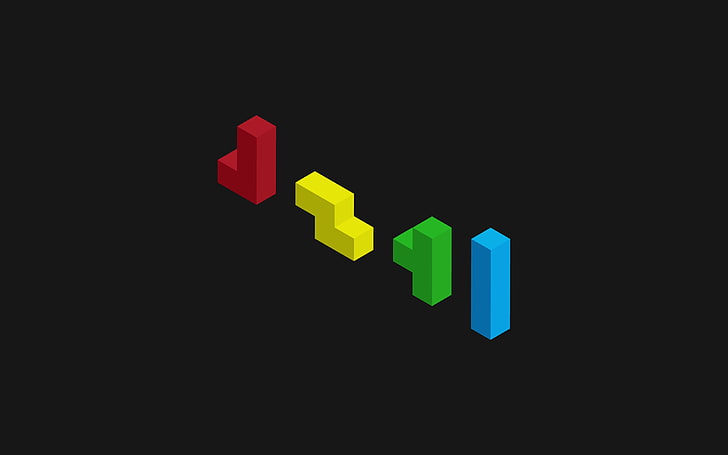 four puzzle blocks, minimalism, Tetris, video games, simple background, HD wallpaper