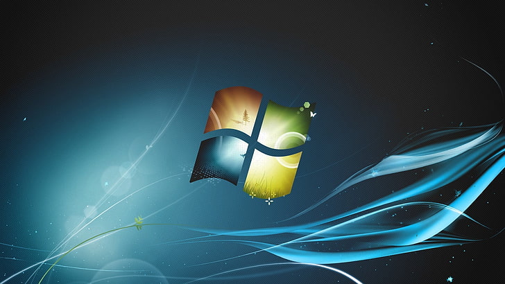 Windows wallpaper, Microsoft Windows, Windows 7, logo, illuminated
