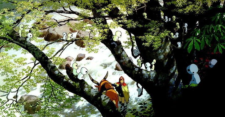 anime, Studio Ghibli, Princess Mononoke, tree, plant, branch