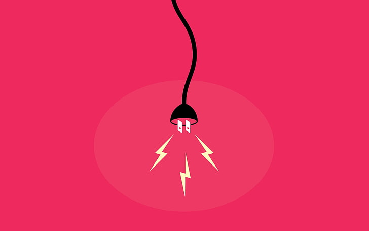 electric plug illustration, electricity, power cord, minimalism, HD wallpaper