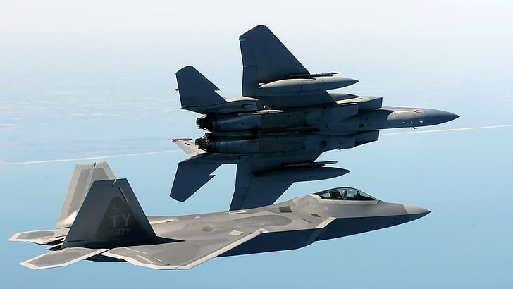gray fighter jet, military aircraft, airplane, sky, jets, F22-Raptor