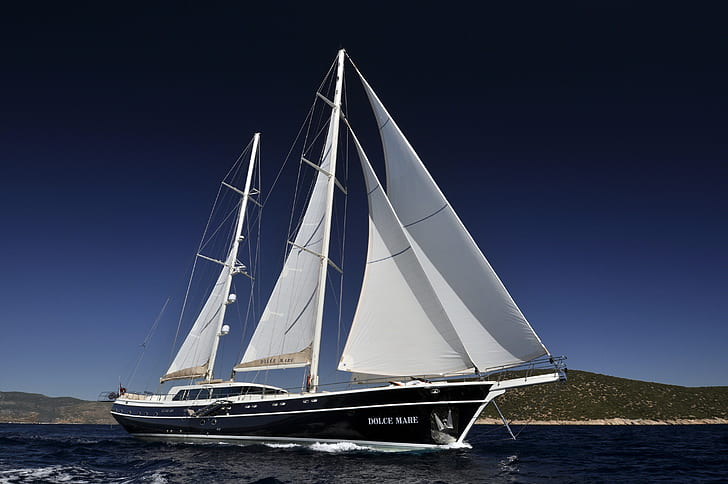 Luxury motor yacht, sail, sea, the way, HD wallpaper