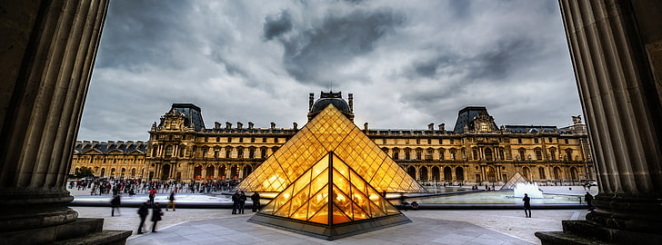 Louvre HDR, Louvre Museum, Europe, France, Paris, Clouds, Gorgeous, HD wallpaper