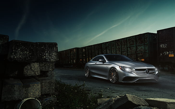 Mercedes-Benz S63 AMG coupe silver car, HD wallpaper