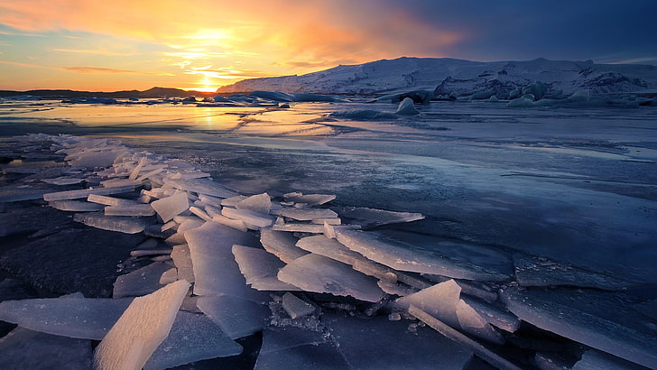ice berg, nature, landscape, Iceland, winter, snow, glaciers