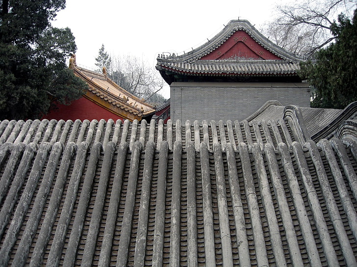 gray roofing, china, cover, dark, cloudy, sky, asia, china - East Asia, HD wallpaper