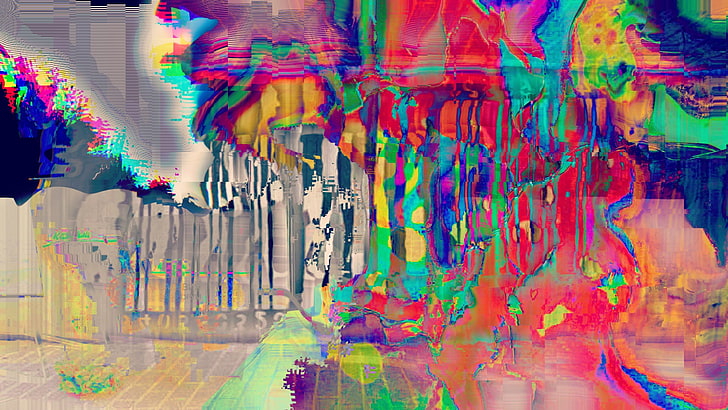 multicolored abstract painting, glitch art, multi colored, creativity, HD wallpaper