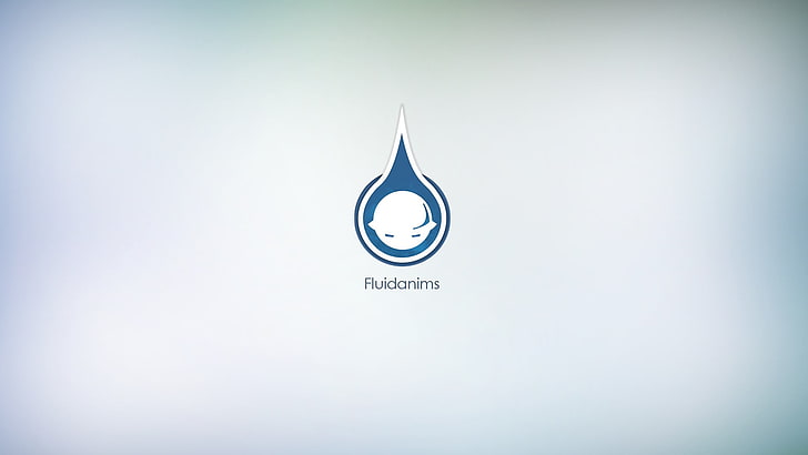 white and blue water drop logo, minimalism, simple background
