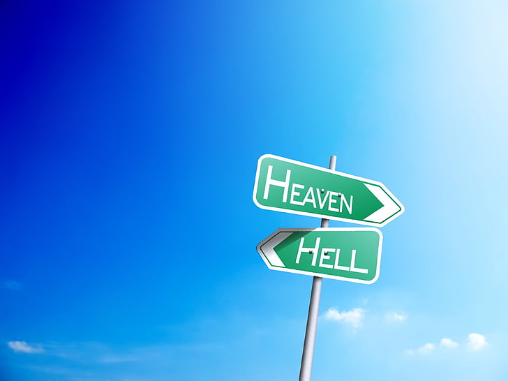 heaven, hell, hd, 4k, sign, communication, guidance, arrow symbol, HD wallpaper