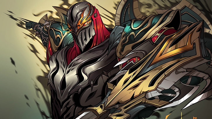 gray armored character digital wallpaper, Zed (League of Legends), HD wallpaper