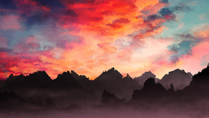 HD wallpaper: pastel, sunset, digital