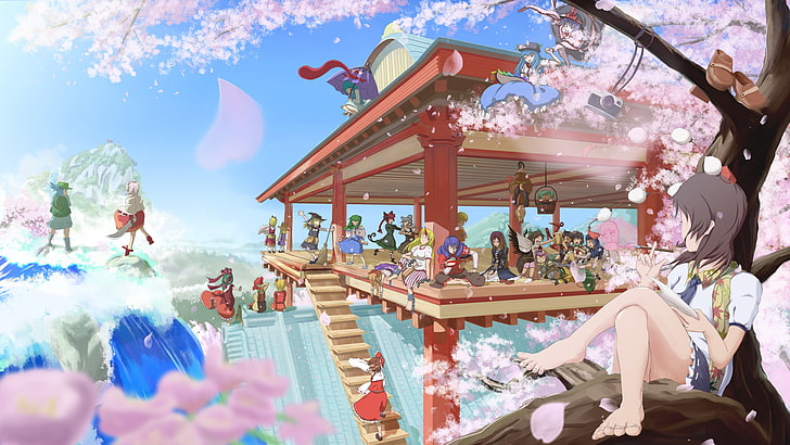 anime, resort, travel, vacation, tourism, summer, sky, building, HD wallpaper