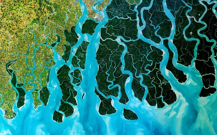 aerial photograph of land, aerial view, nature, Bangladesh, Ganges, HD wallpaper
