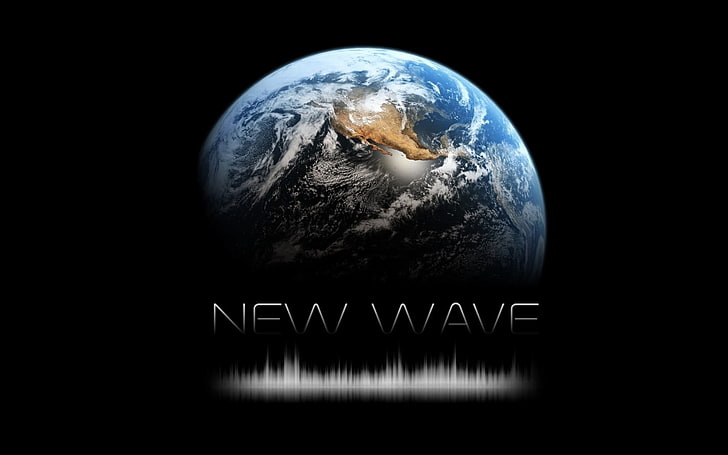 New Wave logo, texture, Earth, music, space, planet earth, globe - man made object