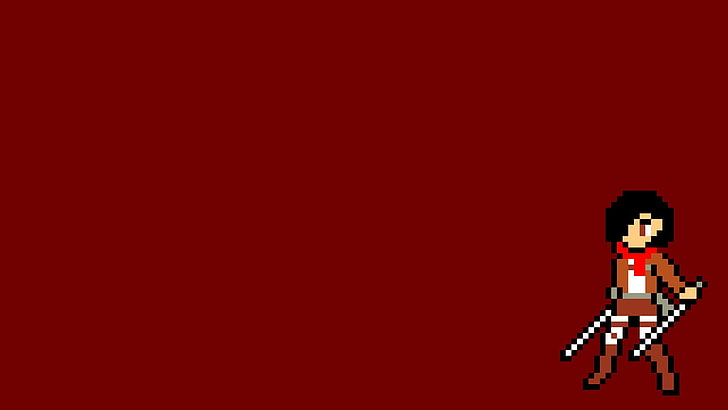 red and white paper screenshot, pixel art, pixels, Shingeki no Kyojin, HD wallpaper