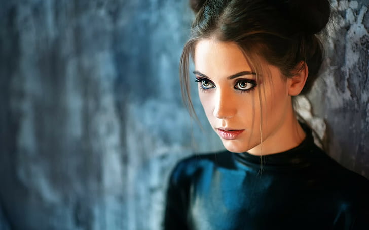 Ksenia Kokoreva, model, eyes, blurred, women, looking away, HD wallpaper