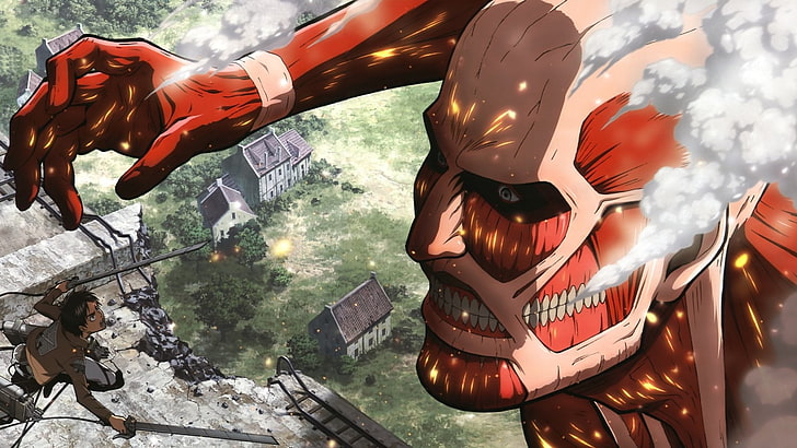 Attack on Titan wallpaper, Anime, Colossal Titan, Eren Yeager