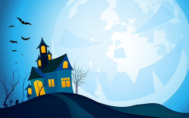 HD wallpaper: haunted house animated illustration, Halloween, vector,  vector art | Wallpaper Flare