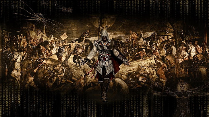 animated warrior illustration, Assassin's Creed, Ezio Auditore da Firenze, HD wallpaper