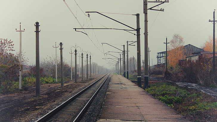 black train rail, train station, railway, railway station, Russia