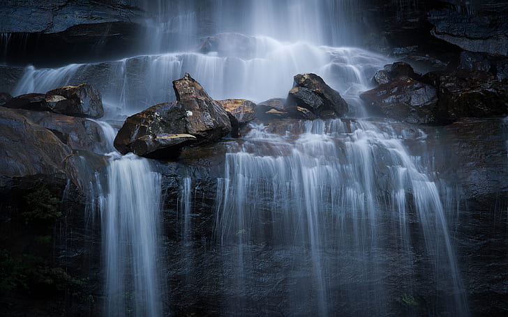 waterfall, rock, wet, HD wallpaper