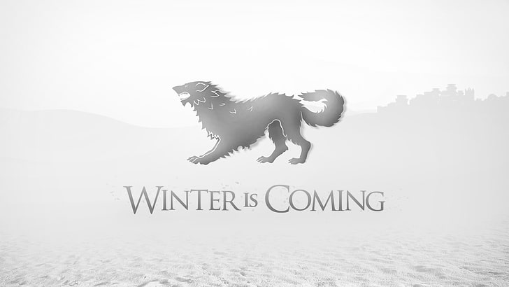 Game of Thrones, Winter Is Coming, House Stark, Direwolf, text, HD wallpaper