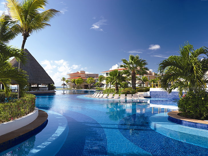 Kankun, Best Hotels of 2017, resort, Best beaches of 2017, palms, HD wallpaper