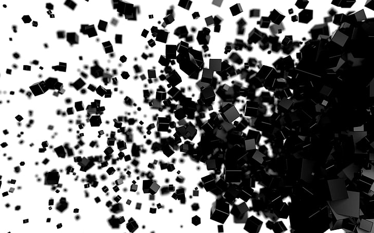 untitled, abstract, white background, 3D, CGI, cube, black, digital art, HD wallpaper