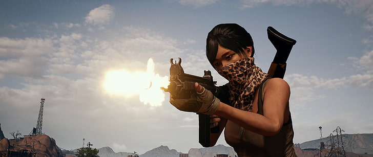 Player Unknown Battleground, PUBG, M4A4, girls with guns, sky