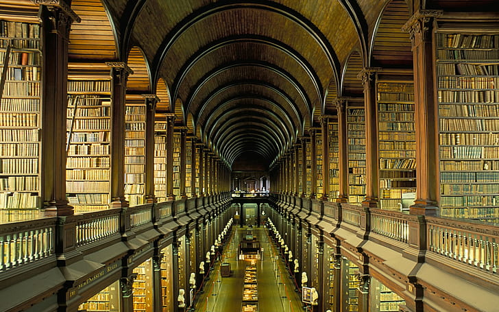 vintage, books, old, architecture, Dublin, college, Trinity College