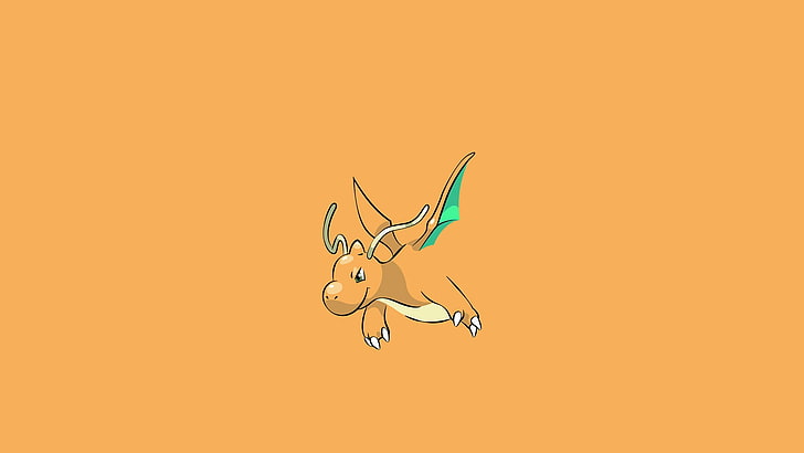 Dragonite Pokemon illustration, Pokémon, colored background