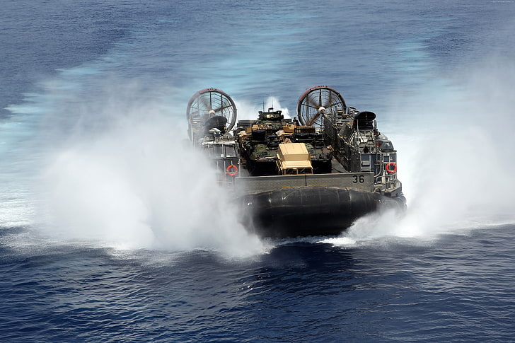 LCAC 1, Assault Craft Unit, sea, training, U.S. Navy, hovercraft