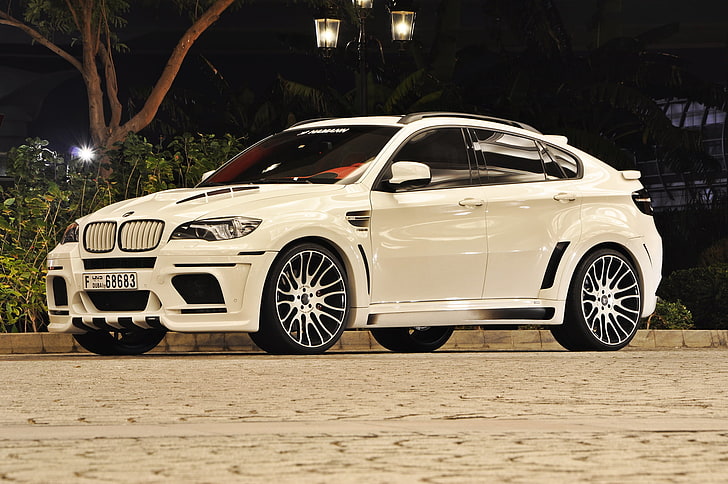  Fondo de pantalla HD blanco BMW X6 SUV, x6m, hamann, noche, calle, luz, automóvil, vehículo terrestre