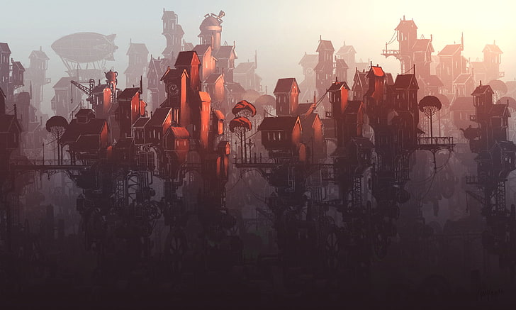 steampunk city desktop wallpaper