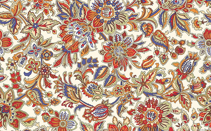 multicolored floral textile, flowers, patterns, painting, backgrounds