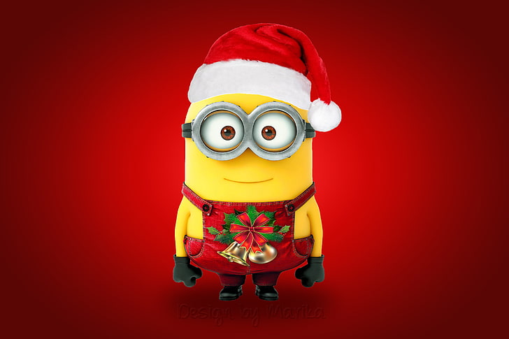 Minion Bob in Christmas outfit illustration, New Year, Santa