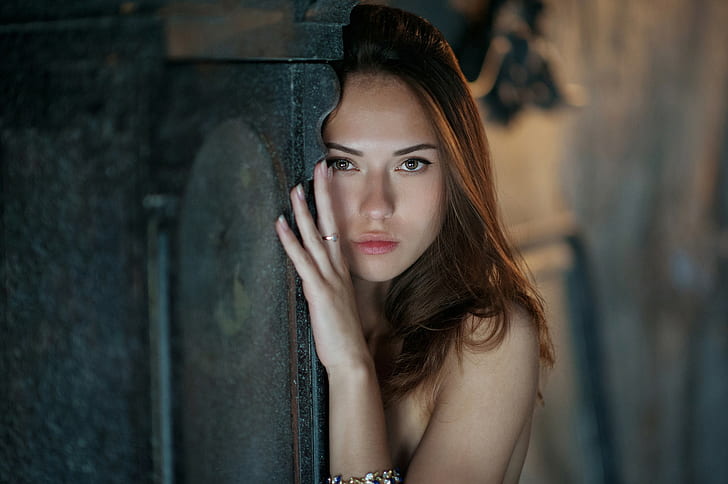face, Catherine Timokhina, brunette, portrait, women, HD wallpaper