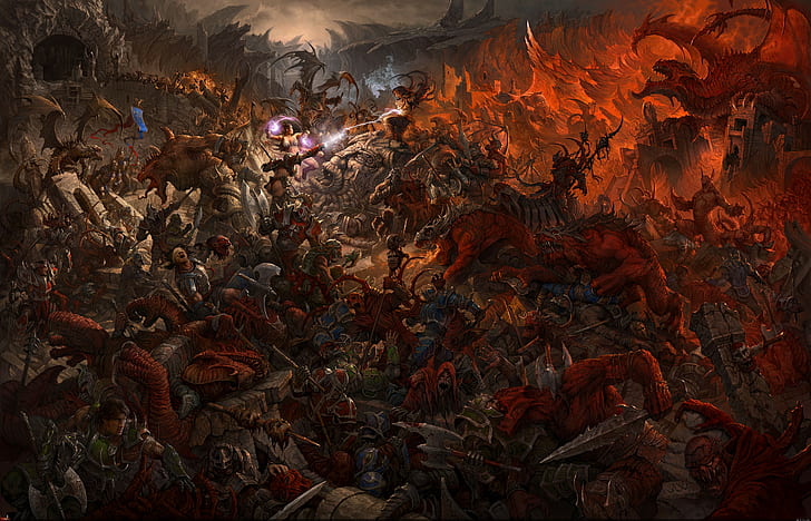 war, demon, dark, fantasy art, dark fantasy, battle, artwork, HD wallpaper